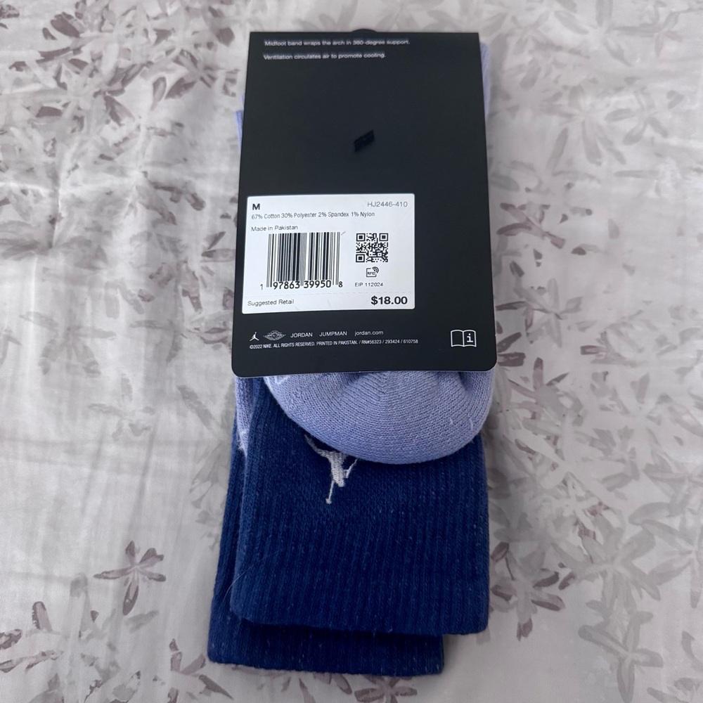 Nike Everyday Plus NWT Indigo  Crew Socks Dri-fit Jordan Cushioned‎ Unisex 5Y-M8 - Picture 5 of 5